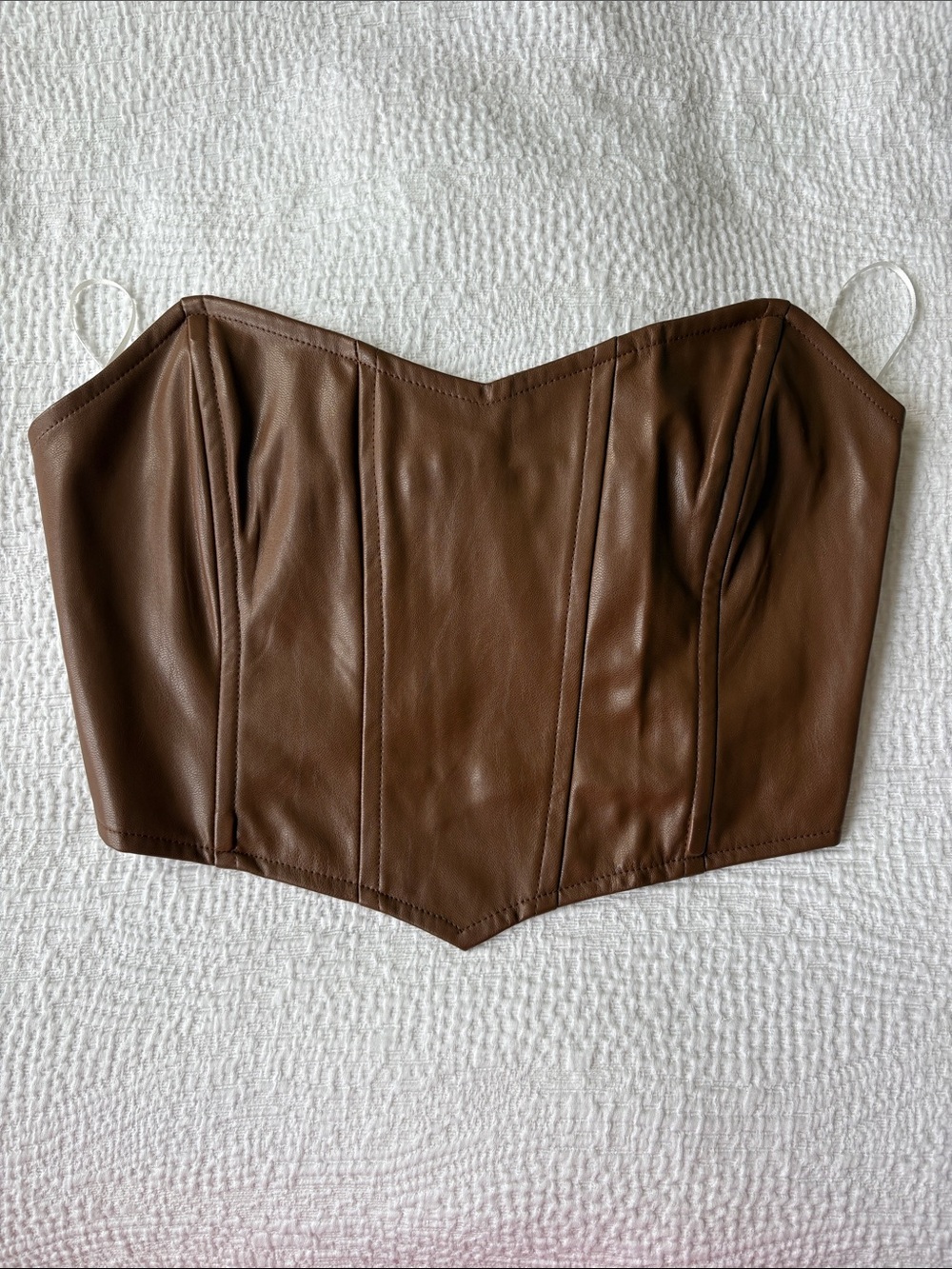 Princess Polly Faux Leather Brown Corset Top